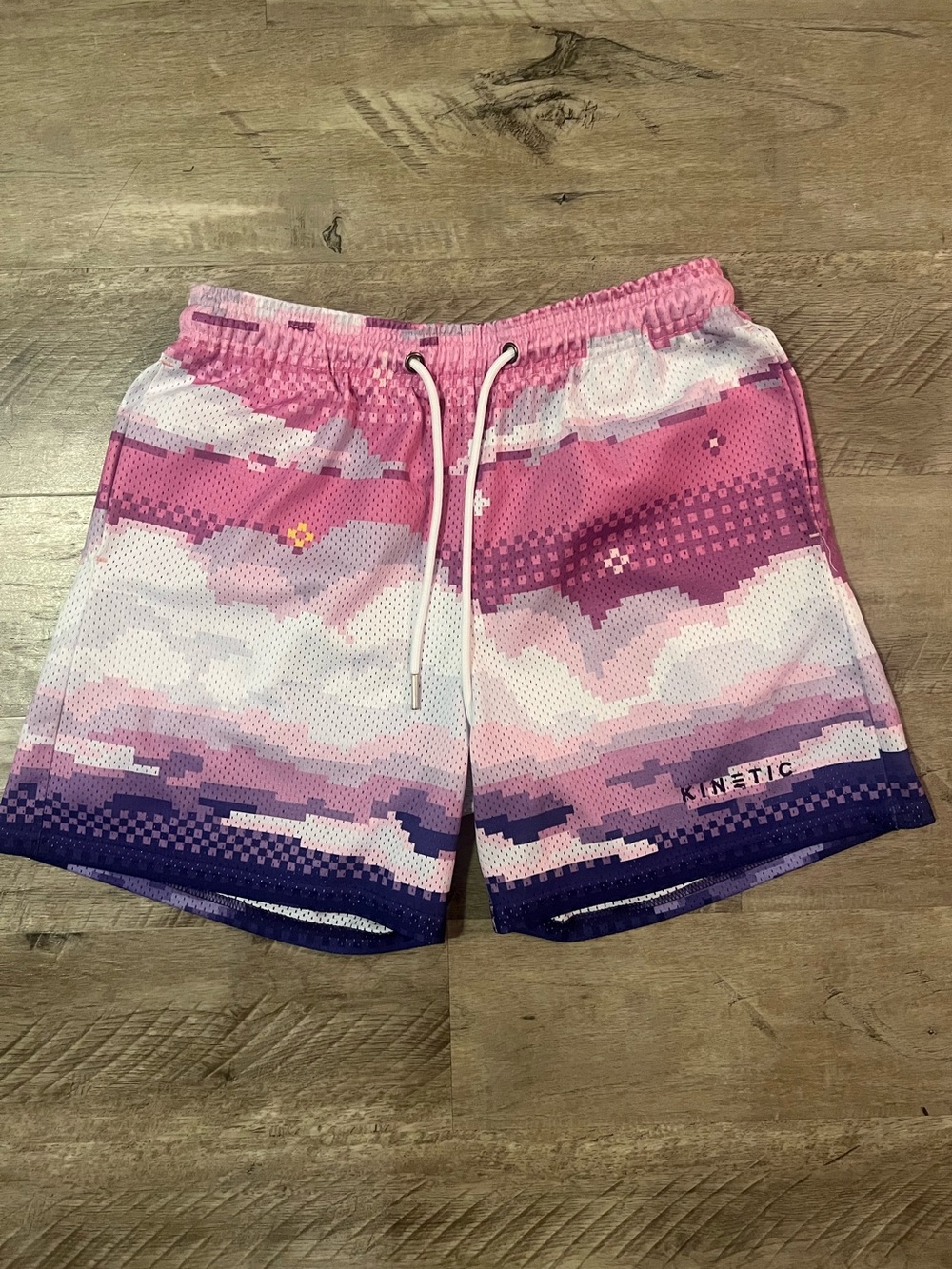 Kinetic Kings Pink Purple Digital Drawstring Waist Shorts Mens Medium